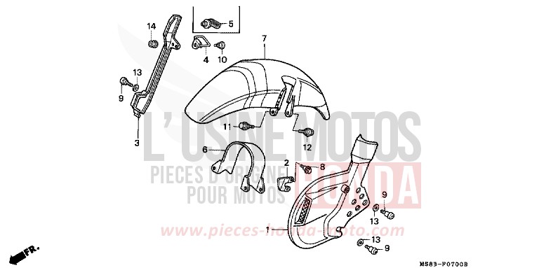 FRONT FENDER for Africa Twin SHASTA WHITE (NH138H) from 1988